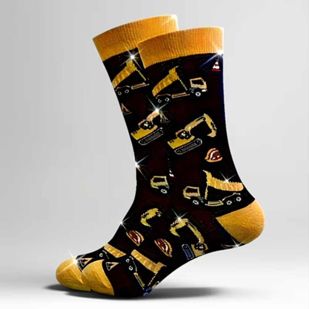Construction Theme - Dump Truck / Builder/ Hard Hat - Crew Socks - NWT
